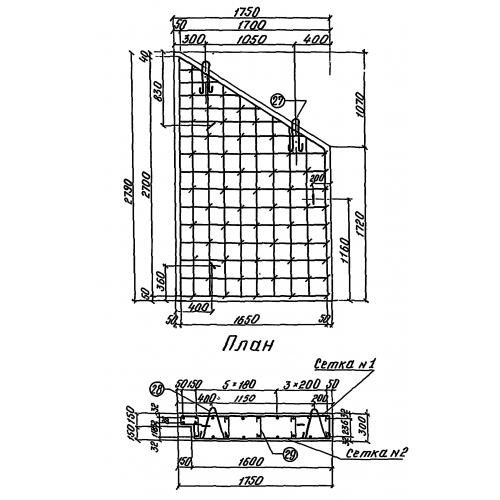 Откосная стенка №59л(п) Серия 3.501.1-144, вып.0-2