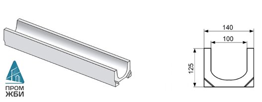 Бетонный лоток DN100 Гемма Стандарт 160