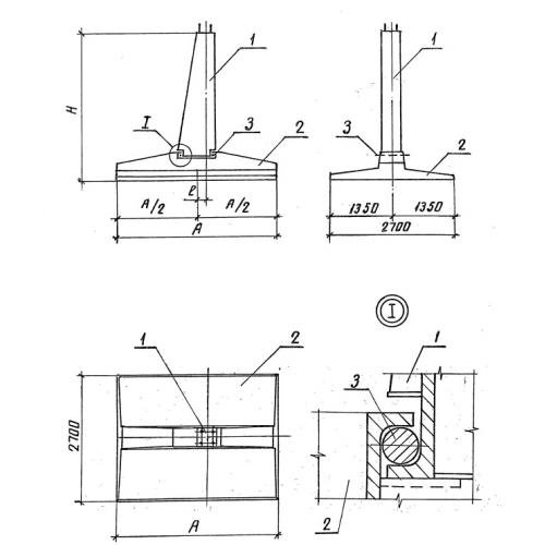 Фундамент составной ФП 2.7-2.7-А-350 серия 3.407.1-144 выпуск 1