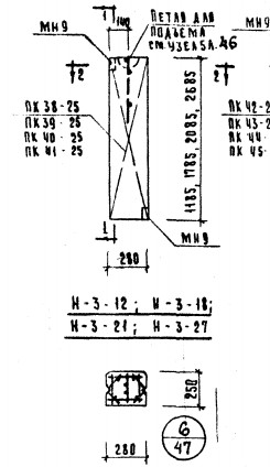 Панель Н-3-27  из легкого бетона (толщина 250мм) Серия ИИ 04-5