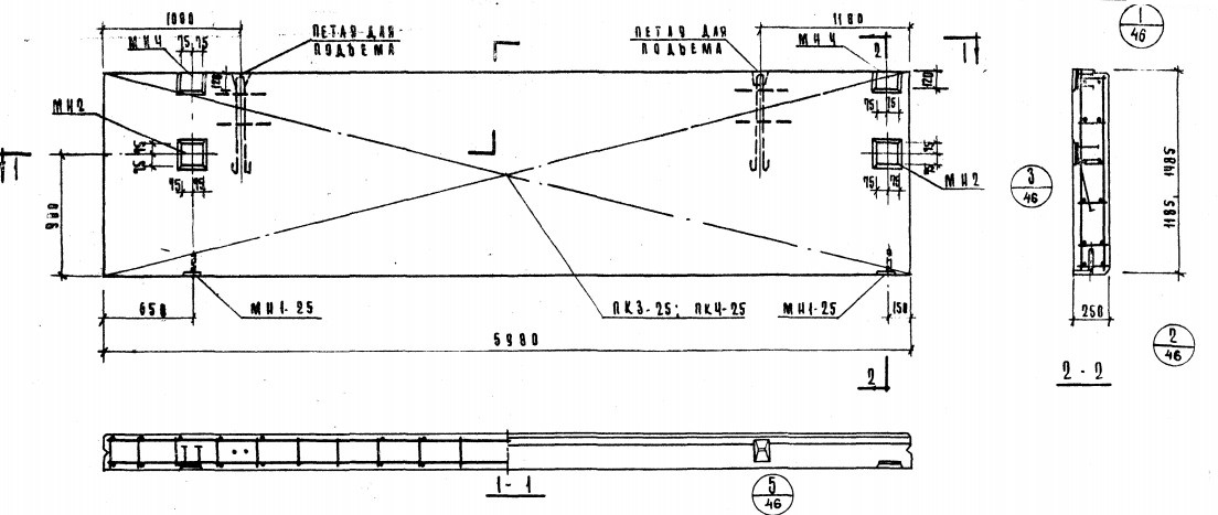 Панель НШ-60-15л из ячеистого бетона (толщина 300мм) Серия ИИ 04-5