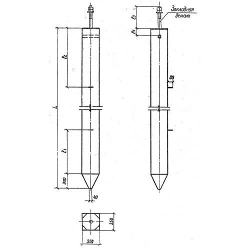 Свая для металлических опор ВЛ 35-500 кВ СН35.8-2 Серия 3.407.9-146 выпуск 2