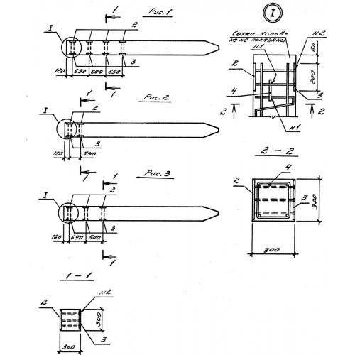 Свая - колонна СН 10-30-2 Серия 3.016.1-9